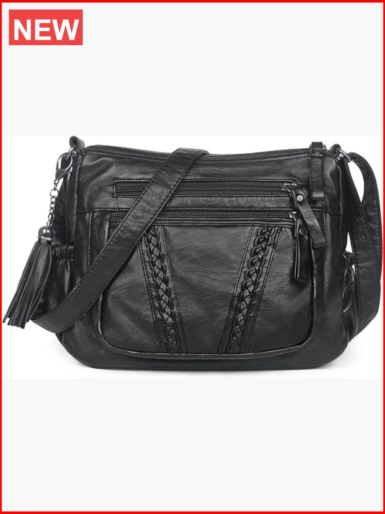 Pu Leather Crossbody Bag With Tassel Soft Satchel Purse